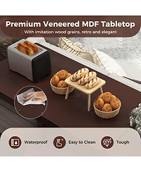 3 Pcs Bar Table Set Dining Table & 2 Pvc Leather Upholstered Bar Stools