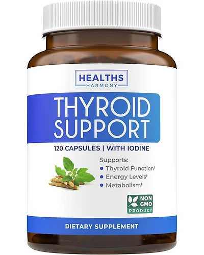 Healths Harmony Thyroid Support Capsules, Ashwagandha Root, Zinc, Selenium, Vitamin B12 Complex for Thyroid Health Support, Health's Harmony, 180ct
