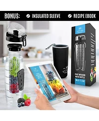 Fruit Infuser Water Bottle - 34oz Leakproof With Full-Length Infusion Rod
