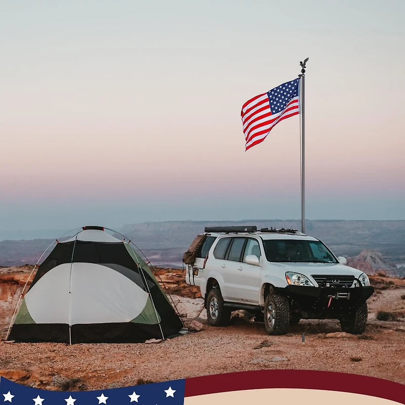 Yescom Bravery 20Ft Eagle Topper Sectional Flag Pole Kit Aluminum Outside Inground