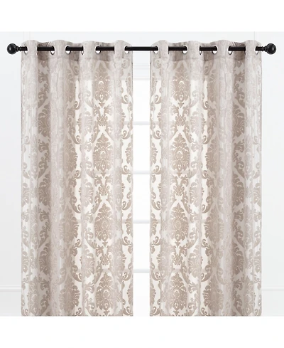 Chanasya Premium Devore Sheer Grommet Curtains - Classy, Light Filtering Drapes for Living Room or Bedroom - 52" x 84" - Mocha, 2 Panels
