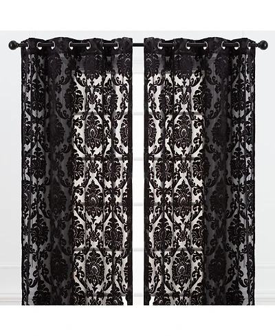 Chanasya Premium Devore Sheer Grommet Curtains - Classy, Light Filtering Drapes for Living Room or Bedroom 52" x 84" Mocha, 2 Panels