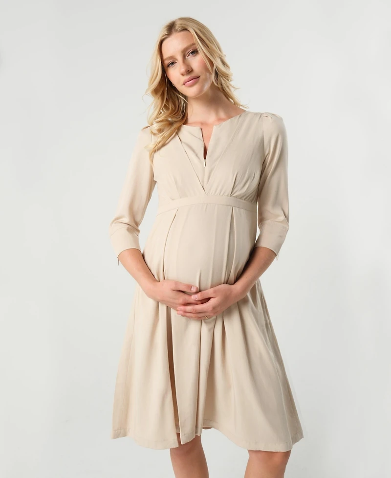 Marion Maternity Empire Waist Nursing Midi Tea Dress Tencel