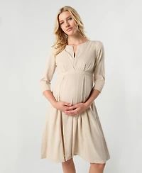 Marion Maternity Empire Waist Nursing Midi Tea Dress Tencel