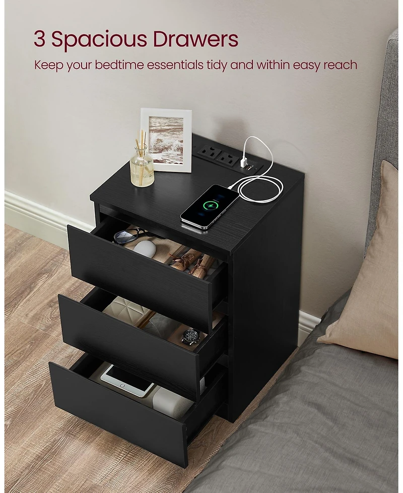 Slickblue Nightstand with Charging Station for Convenient Power Access and Sleek Design