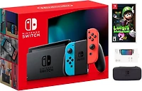 Nintendo Switch Neon Bundle With Accessories and Luigi's Mansion 2 Hd Game