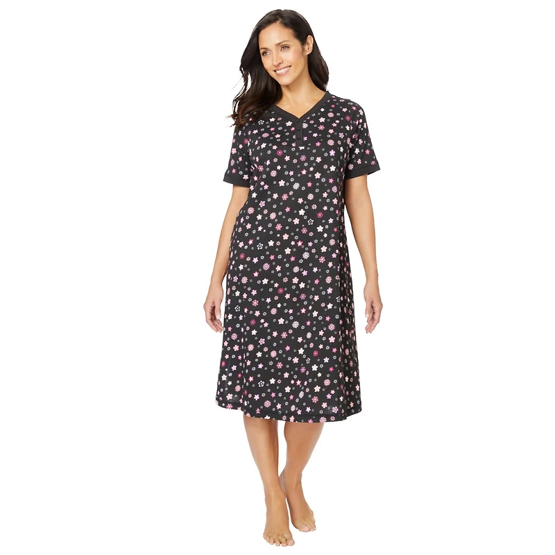 Dreams & Co. Women's Plus Short Henley Sleepshirt