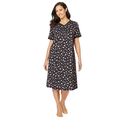 Dreams & Co. Women's Plus Short Henley Sleepshirt