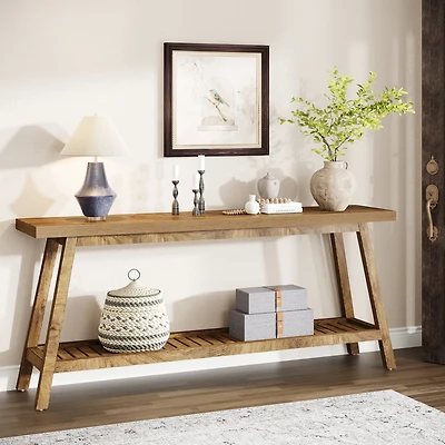 Tribesigns Farmhouse Console Entryway Table: 70.9 Inches All Wood Console Table for Entrance, 2 Tiers Narrow Long Behind Couch Sofa Table, Foyer Entry