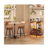 Slickblue Bar Cabinet with Led Lights and Power Outlets