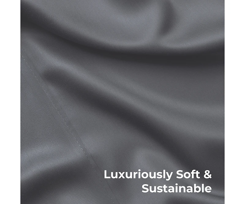 Cariloha Retreat 4-Piece Sateen Sheet Set | Laguna Blue | Cal King | Lyocell Material | Breathable, Corner Straps, Extra soft & Cooling