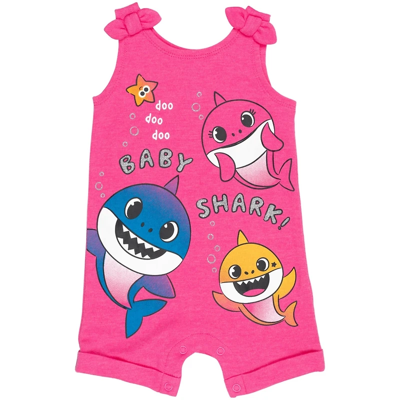 Baby Shark Girls Pinkfong Snap Romper and Headband