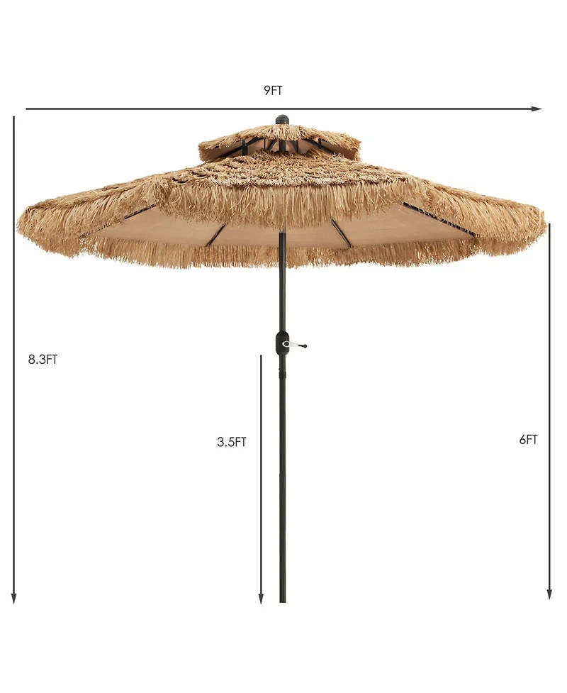 Skonyon 9 Feet Thatched Tiki Umbrella with 8 Ribs