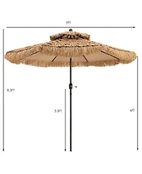 Skonyon 9 Feet Thatched Tiki Umbrella with 8 Ribs