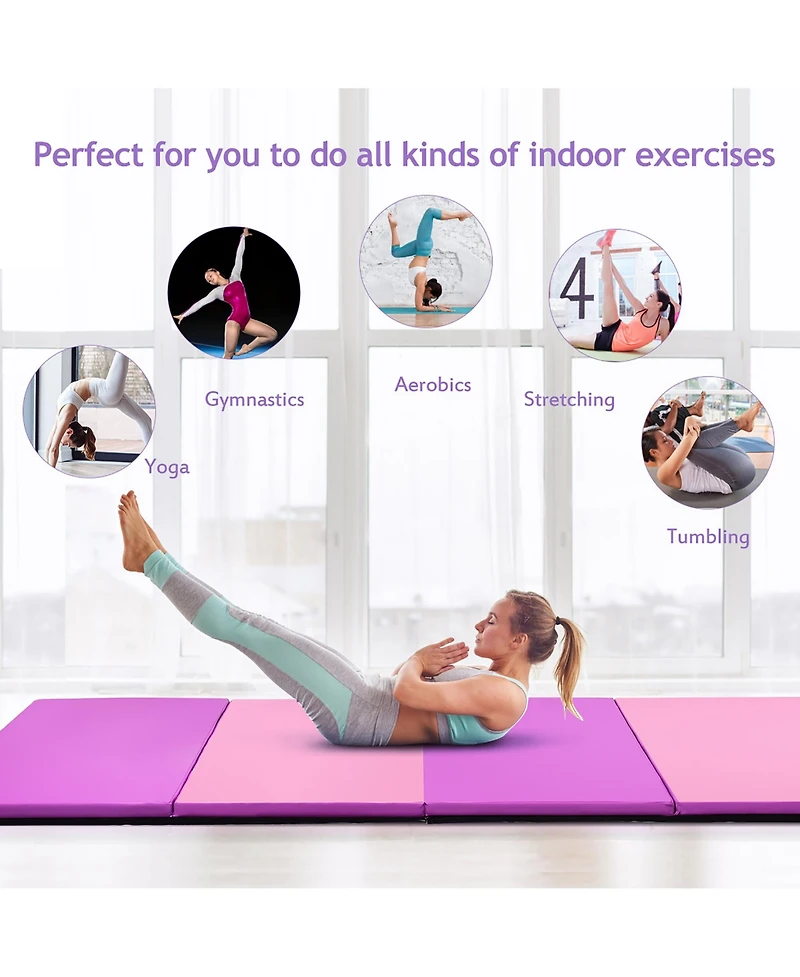Costway 4'x 10'x 2''Folding Gymnastics Tumbling Mat Indoor Outdoor Gym Stretching Yoga