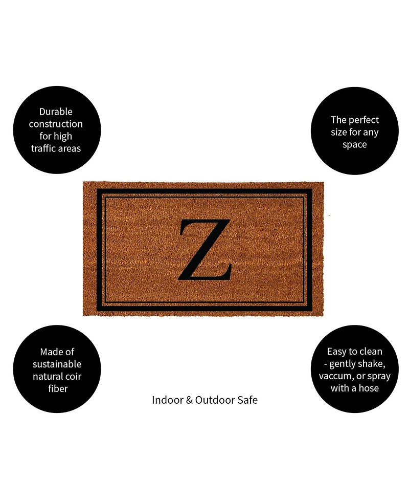 Evergreen Monogram Indoor Outdoor 100% Natural Coir Doormat 28" x 16" | Letter "Z"