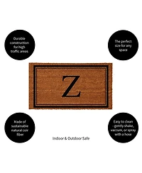 Evergreen Monogram Indoor Outdoor 100% Natural Coir Doormat 28" x 16" | Letter "Z"