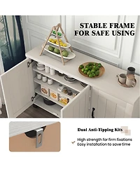3-Door Buffet Sideboard Storage Credenza Cabinet Console Adjustable Shelf