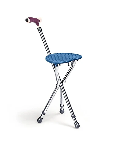 Lightweight Adjustable Folding Cane Seat with Light-Blue