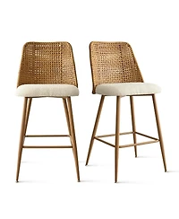 27 Inch Boucle Rattan Counter Stool Set Of 2-Maison Boucle