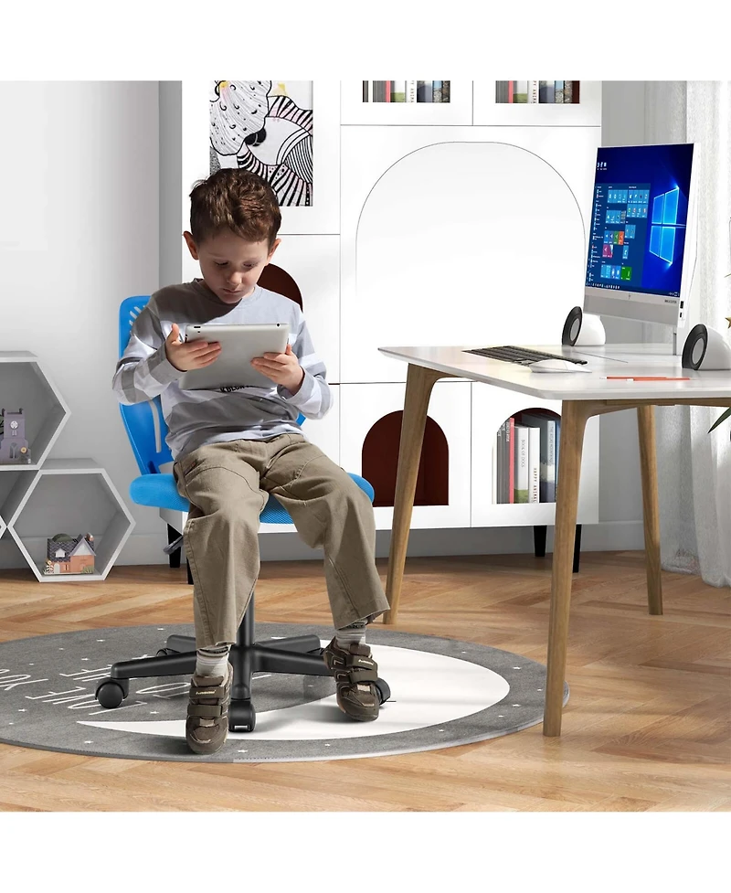 Height-adjustable Ergonomic Kids Desk Chair with Universal Casters Working