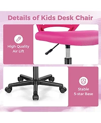 Height-adjustable Ergonomic Kids Desk Chair with Universal Casters Working