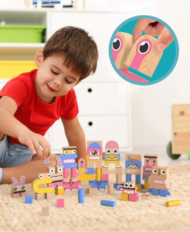 Geoffrey's Toy Box Make A Monster 100-Piece Solid Wood Block Set, Created for Macy's