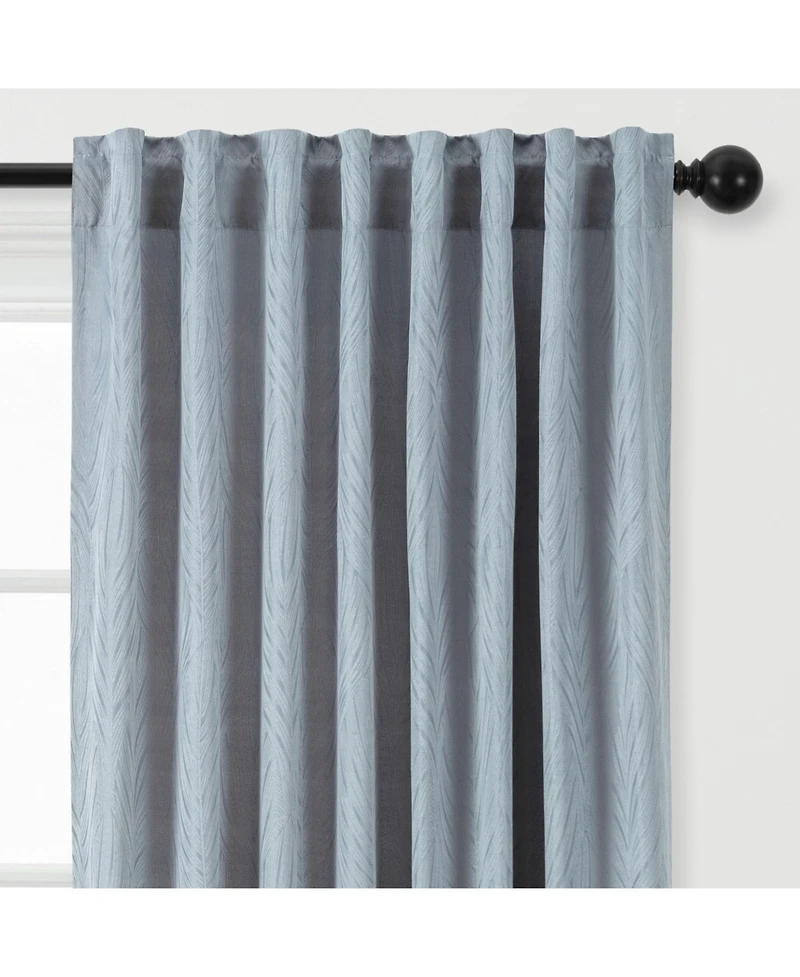 Chanasya Premium 2-Panel Classy Embossed Leaf Textured Curtains - Back Tab