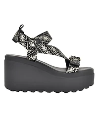 Guess Women's Ocilia Quattro Logo Sport Eva Wedge Strappy Sandals