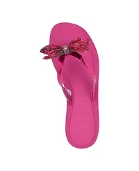 Guess Women's Tata Eva Sparkle Bow Flip Flop Sandals