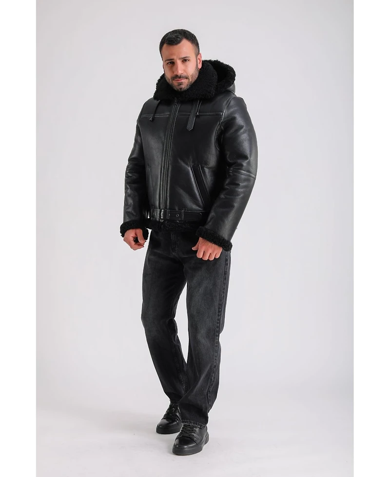 Furniq Uk Men's Premium Black Sheepskin Jacket