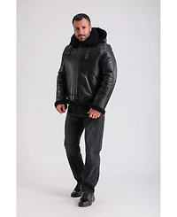 Furniq Uk Men's Premium Black Sheepskin Jacket