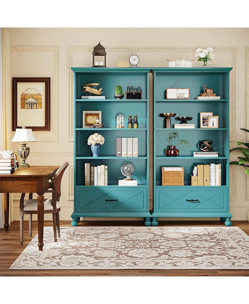 Tribesigns 6-Shelf Bookcase with Drawer, 71 Inch Tall Floor Standing Bookshelf with Solid Wood Legs, 6-Tier Large Open Display Storage Book Shelf for