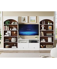 Tribesigns 5-Shelf White Bookcase Set of 2, 70.9'' Tall Bookshelf with Storage Shelves, Vintage Free-Standing Library Book Shelving Unit (White & Oak)