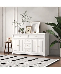Famapy White Wooden Sideboard Accent Storage Cabinet with Multi-function