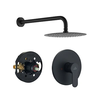 Mondawe 10Inch Wall Mount Round Shower Faucet Rain System