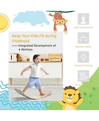 Wooden Wobble Balance Board Kids 35 Inch Rocker Yoga Curvy Board Toy with Felt Layer
