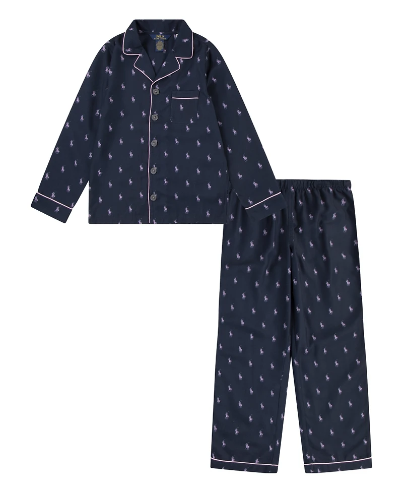 Polo Ralph Lauren Girls 7-16 2-Piece Woven Long Sleeve Shirt and Pant Pajama Set