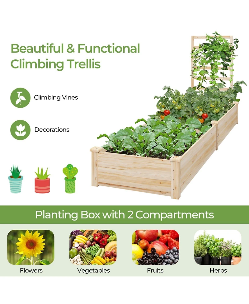 Skonyon Raised Garden Bed with Planter Box and Trellis-Natural