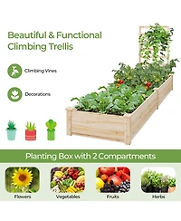 Skonyon Raised Garden Bed with Planter Box and Trellis-Natural