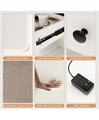 Sugift 3-in-1 Vanity Set with Cushioned Stool and Flip-up Mirror