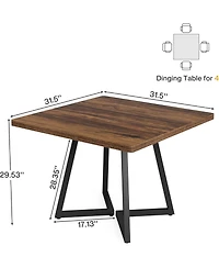 Tribesigns Square Dining Table for 4, 31.5" Industrial Dinner Table with Metal Base, Wood Kitchen Table for Dining Room, Small Space