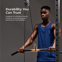 Sunny & Health Fitness Lat Pulldown Bar Attachment for Pulley Cable Machine, Up to 300LBs Support