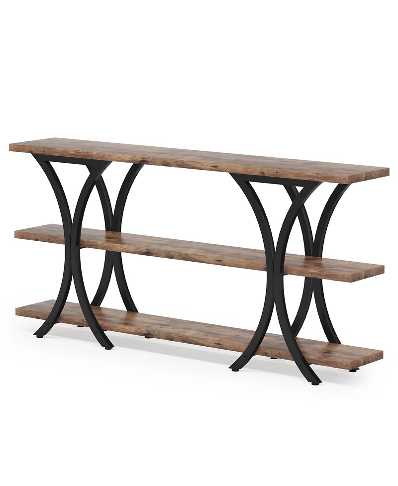 Tribesigns 70.8 Inch Console Table, Long Sofa Table Entry Table with 3 Tier Storage Shelves for Entryway Hallway Living Room