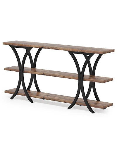 Tribesigns 70.8 Inch Console Table, Long Sofa Table Entry Table with 3 Tier Storage Shelves for Entryway Hallway Living Room