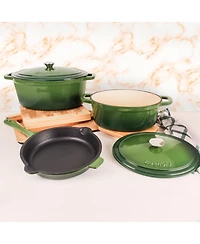 BergHOFF Neo 5pc Cast Iron Oval Dutch Oven Set with 10" Fry Pan