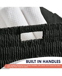 Ornavo Home Collapsible Paper Wicker 13 Inch Square Storage Cube Bin Basket - 2 Pack