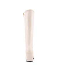 Aerosoles Women's Angela Tall Wedge Boots - Eggnog Stretch Smooth Faux Leather