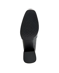 Aerosoles Women's Arnett Block Heel Loafers - Black Patent Crinkled Faux Leather