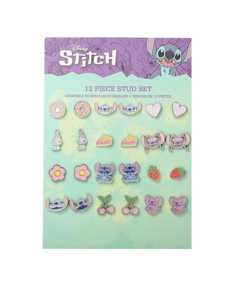 Disney Lilo and Stitch 12 Pairs Earring Set - Cherry, Flower, Donut, Heart, Strawberry
